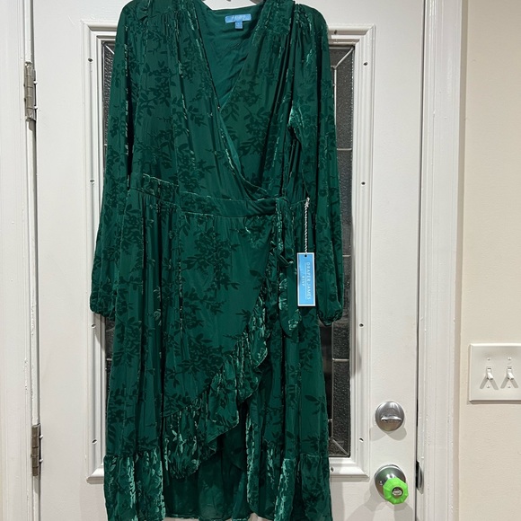 Velvet burnout wrap dress - Picture 6 of 12
